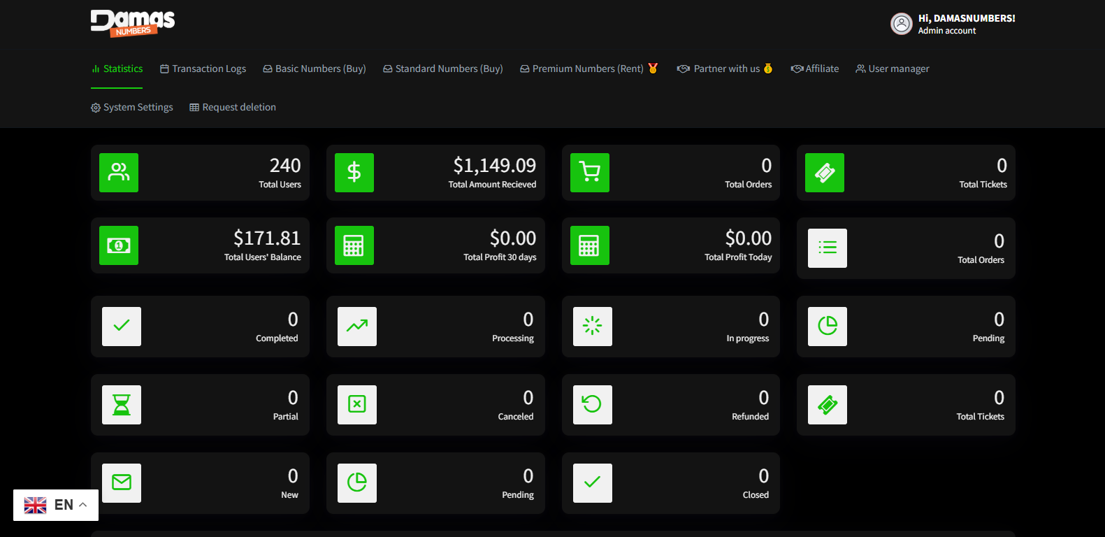 Damas NUMBERS — Virtual Phone Number Platform for SMS & Calls